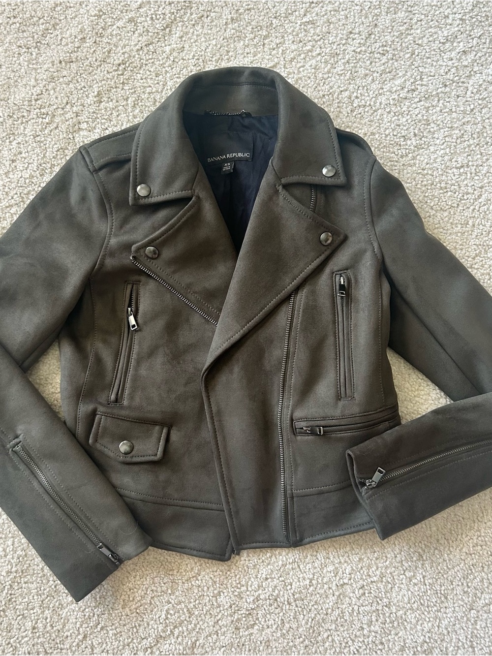 Banana Republic Women's Olive Green Suede Moto Jacket